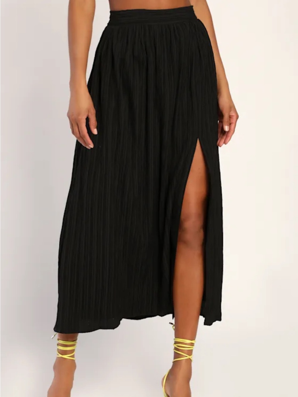 Lulus Midsummer Memories Black Mid-Rise Maxi Skirt